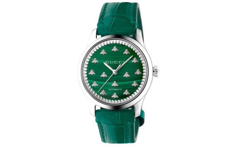 GUCCI G Timeless Collection Wrist Watches Automatic Mechanical Movement Crocodile Leather Strap 38mm Green Dial Unisex