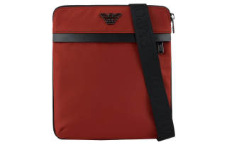 EMPORIO ARMANI Polyamide Shoulder Bag, Crossbody Bag Men's Red Brown