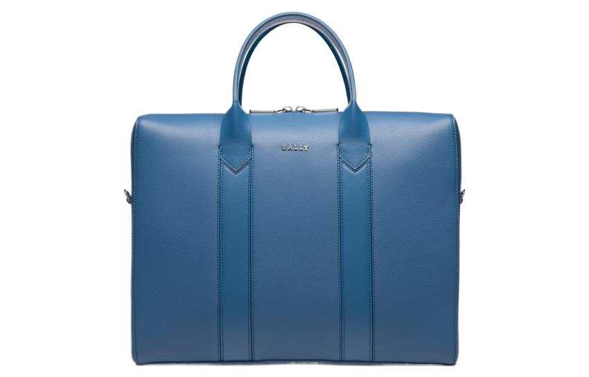BALLY BALLY Cow Leather Briefcase, Handbag Regular Men's Blue