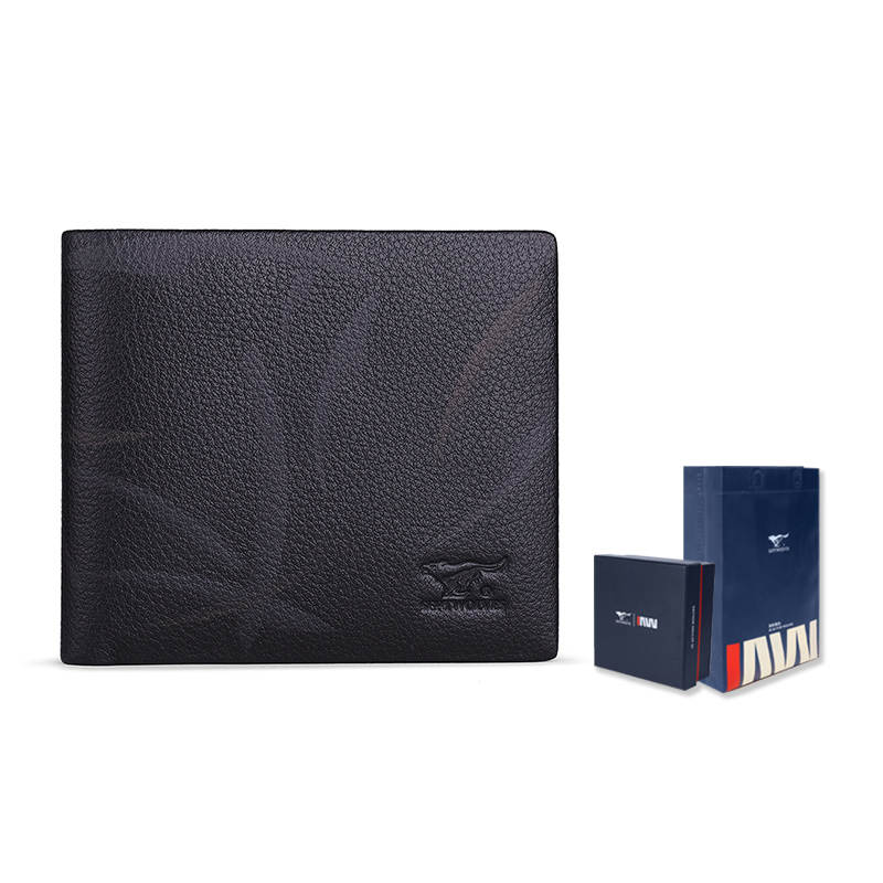 SEPTWOLVES Business Casual Cow Leather Wallet Men's Black