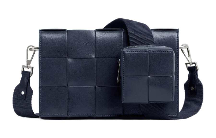 Bottega Veneta CASSETTE Cow Leather Crossbody Bags Medium Men's Space Blue