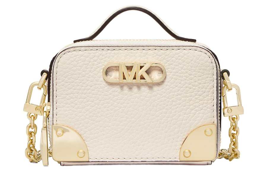 MICHAEL KORS Cow Leather Box Bag, Shoulder Bag, Crossbody Bag Mini Women's Cream White