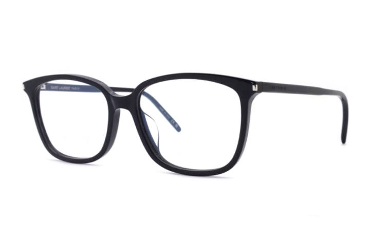 SAINT LAURENT SAINT LAURENT Acetate Irregular Shape Eyeglass Frames Women's Black