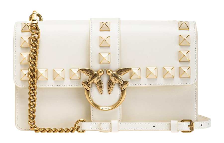 PINKO Love Bag Cow Leather Composite Polyurethane Swallow Bag Handbag, Shoulder Bag Women's White