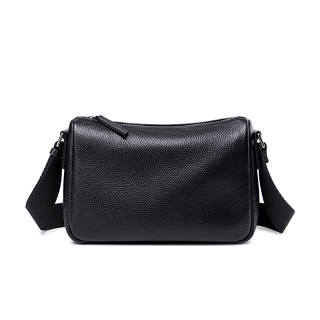 BJIAX Top Grain Cow Leather Crossbody Bag Regular Unisex Black