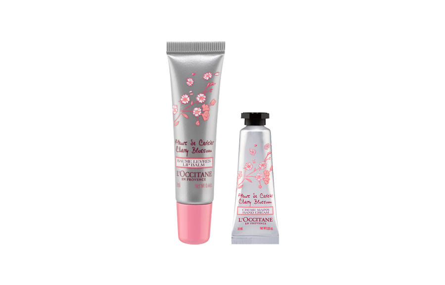 LOCCITANE Cherry Blossom Shea Rose Scented Heart Care Kits Soothing Skin Benefits Lipstick 12ml+Hand Cream 10ml