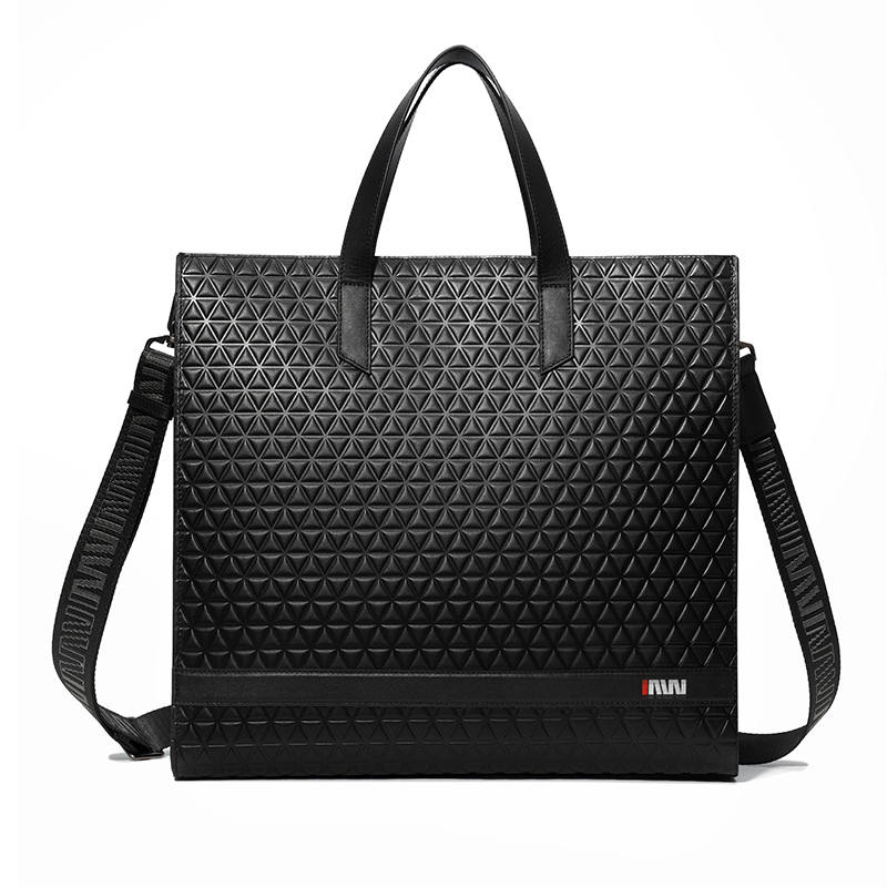 SEPTWOLVES Top Grain Cow Leather Handbag, Shoulder Bag, Briefcase Large Unisex Black