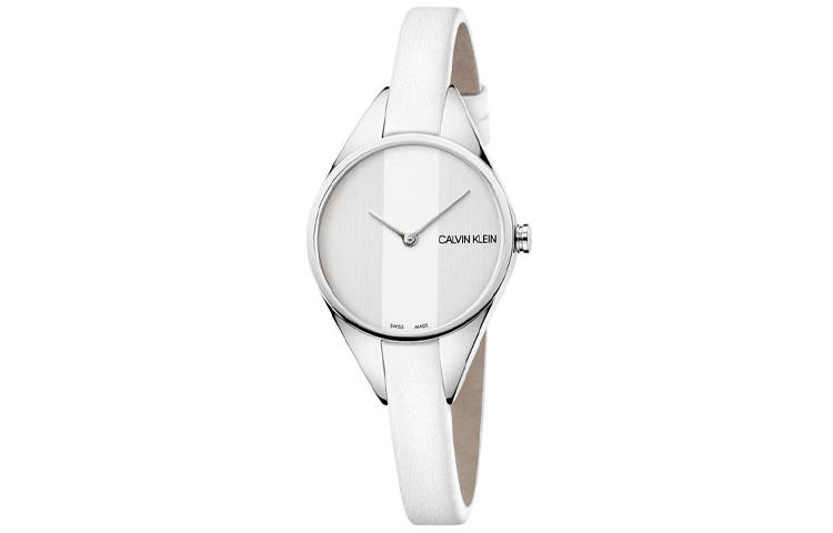 CALVIN KLEIN Rebel Collection Wrist Watches Quartz Movement Leather Strap 29mm Silver Dial Women's Watch