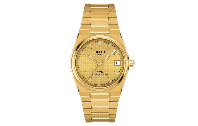 TISSOT PRX Automatic Mechanical Movement 100m Waterproof Women's Watch 35mm Gold Dial
