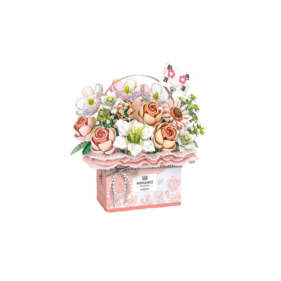 LOZ Lizi Bouquet Box, Iridescent Pink, Building Blocks Flowers Building Blocks 1212pcs LOZ1951