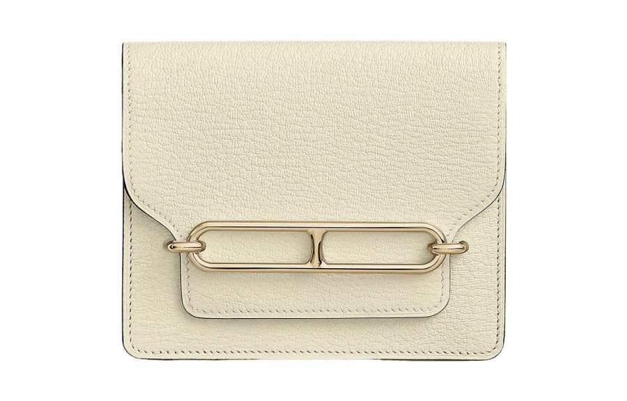 HERMES Roulis Goatskin Clutch, Shoulder Bag, Crossbody Bag, Fanny Pack, Wallet Regular Women's I2 Nata Cream White