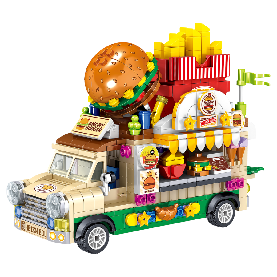 Tetsuko ZHEGAOJIMU Food Truck Collection Hamburger Car Building Blocks 638PCS MINI00891