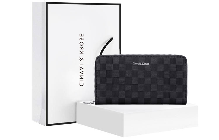 CinvaiKrose XINWAYI·KELUOSI Cow Leather With Synthetic Leather Coin Purse, Wallet, Document Bag, Card Holder Regular Men's Black