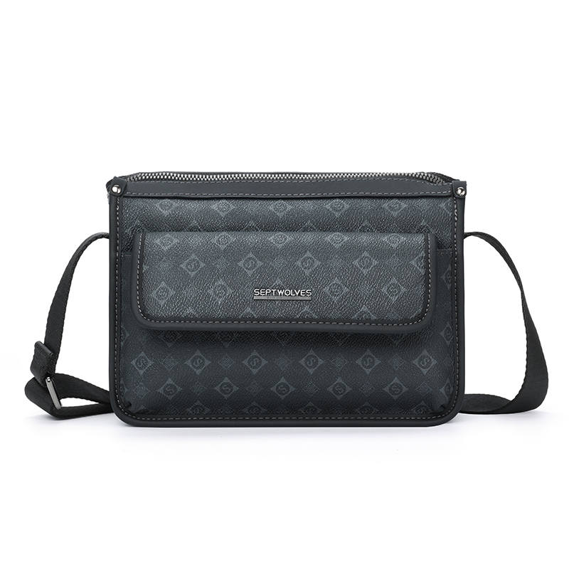 SEPTWOLVES Artificial Leather Crossbody Bag, Shoulder Bag Small Unisex Black