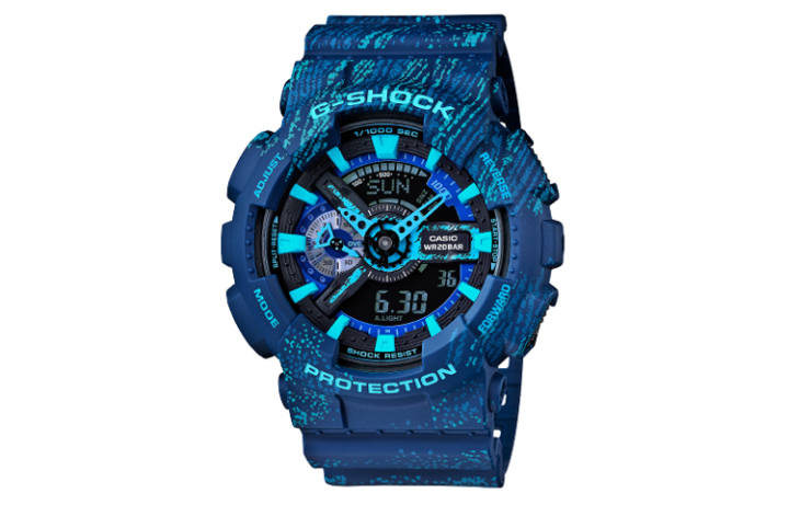 CASIO CASIO Men Liquid Crystal/Analog Dual Display Series 55mm Blue Watch GA-110TX-2A