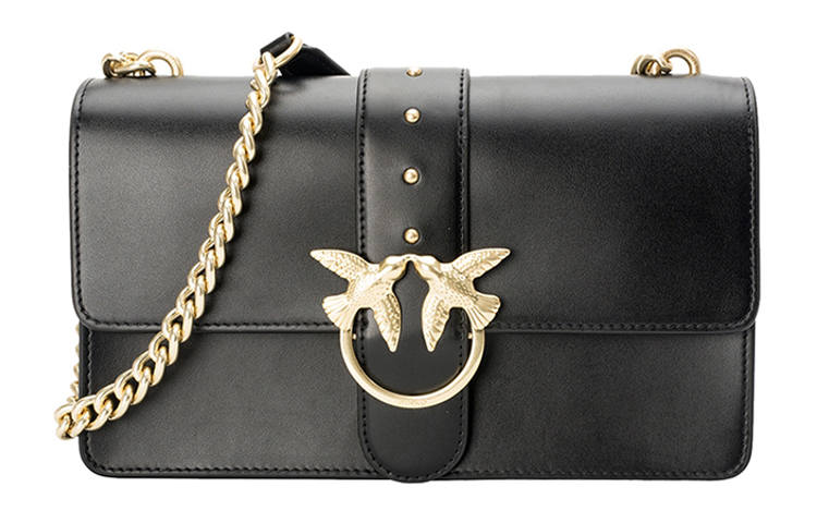 PINKO Leather Swallow Bag, Crossbody Bag, Shoulder Bag Women's Black