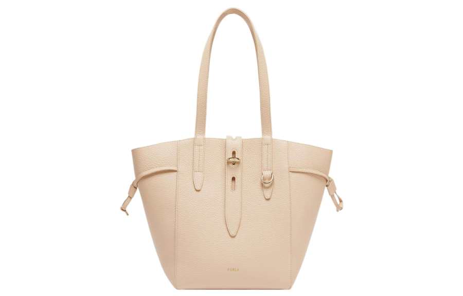 Furla Net Collection Grain Calfskin Handbag Medium Women's Light Yellow