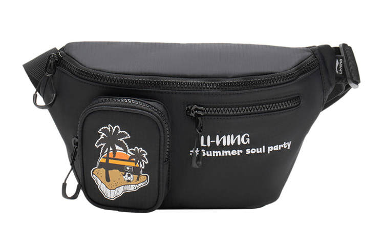 Li-Ning Li Ning Fabric Sling Bag, Crossbody Bag, Fanny Pack Regular Unisex Black