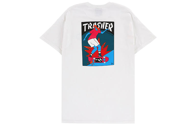 Thrasher T Shirts Unisex White Crew Neck Moderate Straight Fit