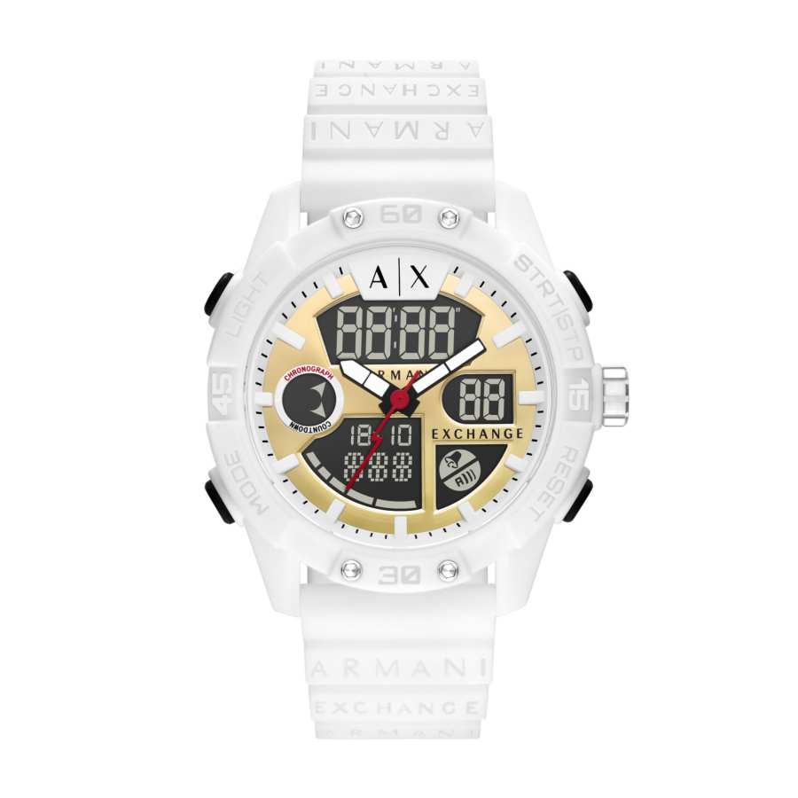 ARMANI EXCHANGE ARMANI EXCHANGEAE Wrist Watches Electronic Movement Silicone Strap Gold Dial Men's Watches