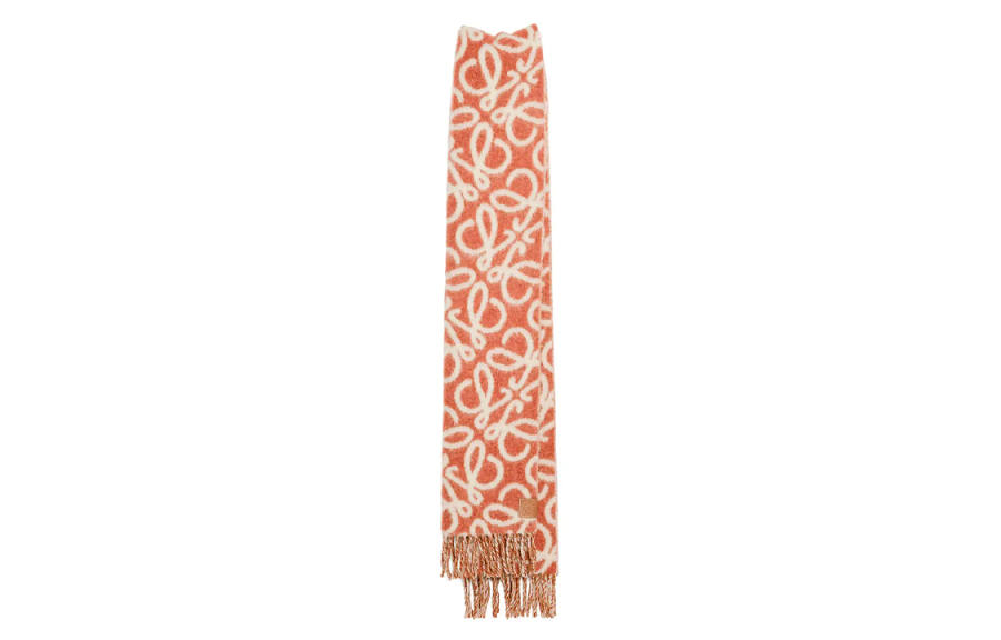 LOEWE Knit Scarves Women's Orange/White
