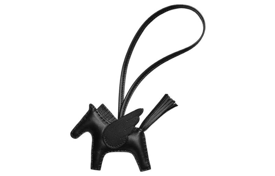 HERMES Rodeo Pegase Sheepskin Charms Unisex Small Size Charm, Black