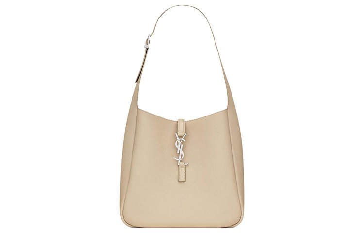 SAINT LAURENT Le 5 A 7 Leather Hobo Bag, Handbag, Shoulder Bag Women's Sea Salt Color