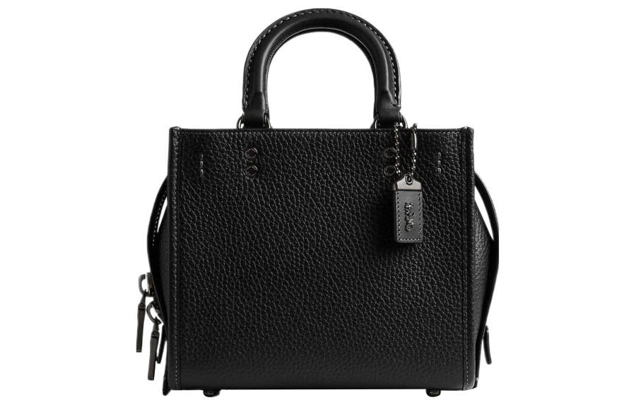 COACH Rogue Recycled Glove Tanned Leather Handbag Small Women's Black