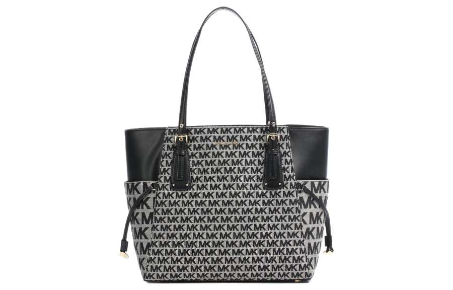 MICHAEL KORS Voyager Cotton Tote Bag, Shopping Bag, Shoulder Bag, Handbag Medium Women's Black