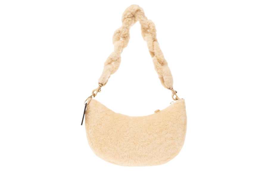 COACH Mira Fabric With Leather Dumpling Bag, Handbag, Shoulder Bag Medium Women's Ecru