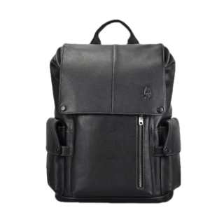 Hush Puppies Top Grain Cow Leather Backpack Large Men's Black