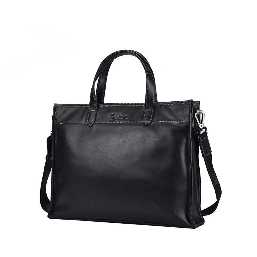 Hush Puppies Vegetable Tanned Top Grain Cow Leather Handbag Briefcase Large Men's Black