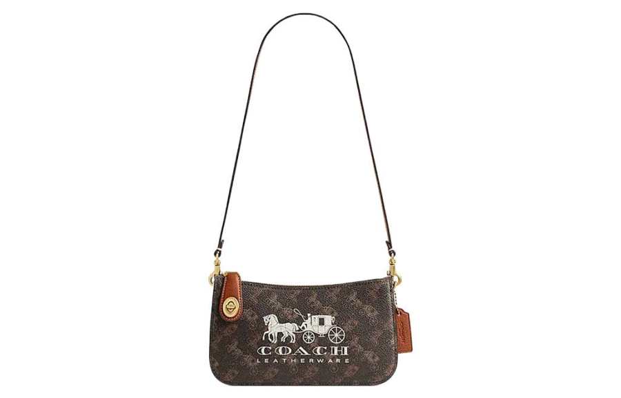 COACH Penn Artificial Leather With Cow Leather Handbag, Shoulder Bag Small Women's Truffle