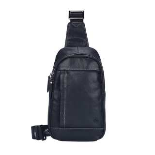 Hush Puppies Cow Leather One Shoulder Fanny Pack, Sling Bag Medium Men's Black