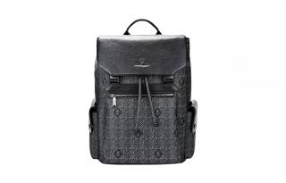 Hush Puppies PVC Cow Leather Backpack Men's Black