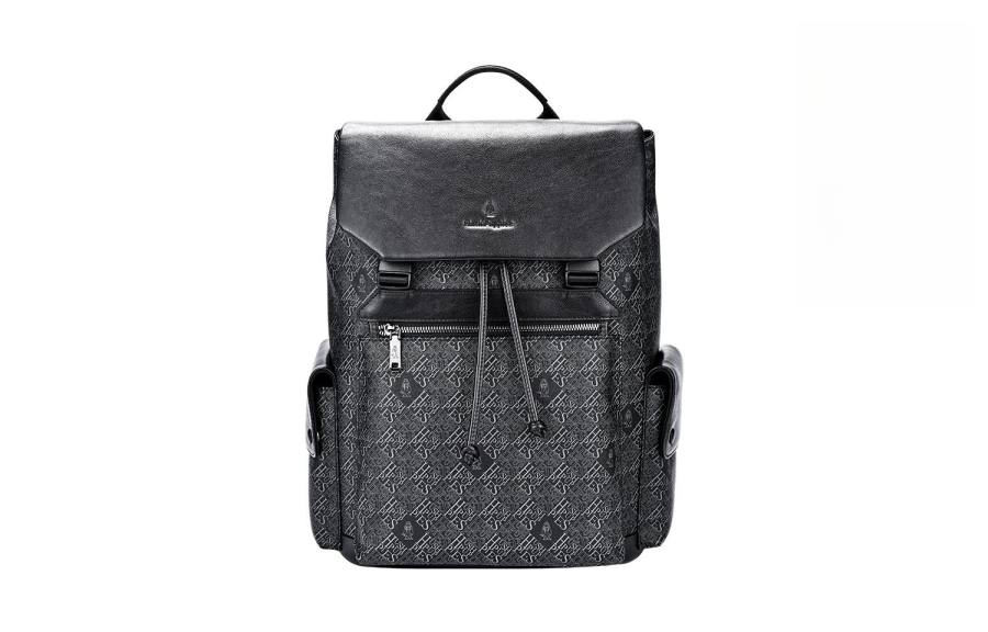 Hush Puppies PVC Cow Leather Backpack Men's Black