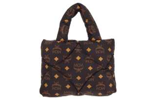 MCM Nylon With Nappa Leather Tote Bag, Shopping Bag, Handbag Large Women's Black