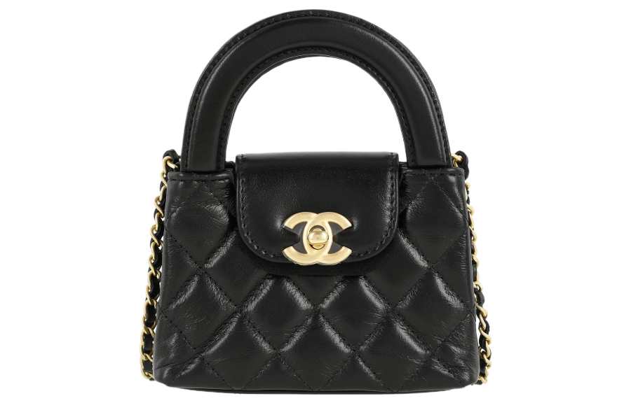 CHANEL Cow Leather Material Gold Metal Clutch, One Shoulder Handbag Women's Black