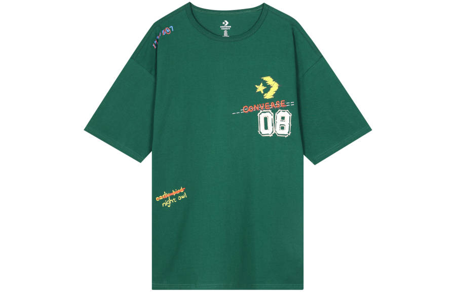 Converse T Shirts Unisex Green Crew Neck Moderate Straight Fit