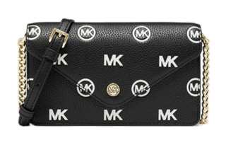 MICHAEL KORS Jet Set Travel Cow Leather Envelope Bag, Shoulder Bag, Crossbody Bag Small Women's Black
