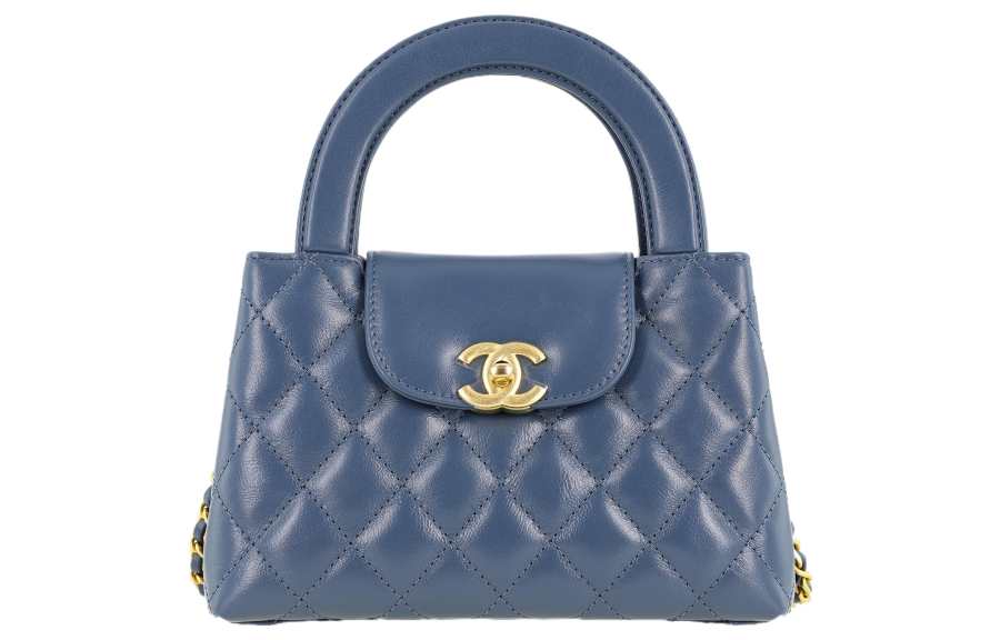 CHANEL Cow Leather Material Gold Metal Crossbody One Shoulder Handbag Mini Women's Blue