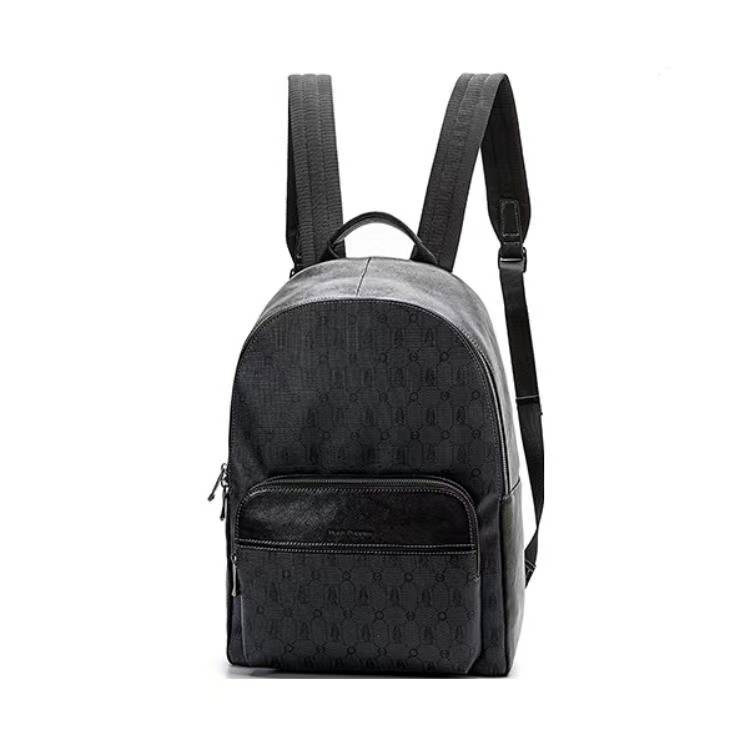 Hush Puppies PVC Top Grain Cow Leather Backpack Regular Men's Navy Blue
