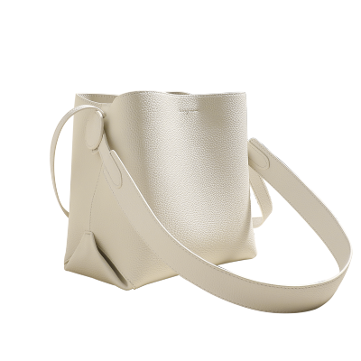 MIMIKISS Cow Leather Bucket Bags Crossbody Bag, Shoulder Bag Medium Women's Ecru