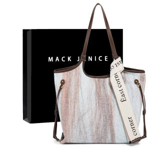 MACKJANICE Fashion Velvet Nizi Fabric Tote Bag, Shopping Bag, Shoulder Bag, Handbag, Shoulder Bag Women's Stripes Brown