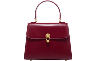 LA FESTIN Cow Leather Mom's Handbag, Shoulder Bag, Crossbody Bag Medium Women's Cherry Red/Knight Black