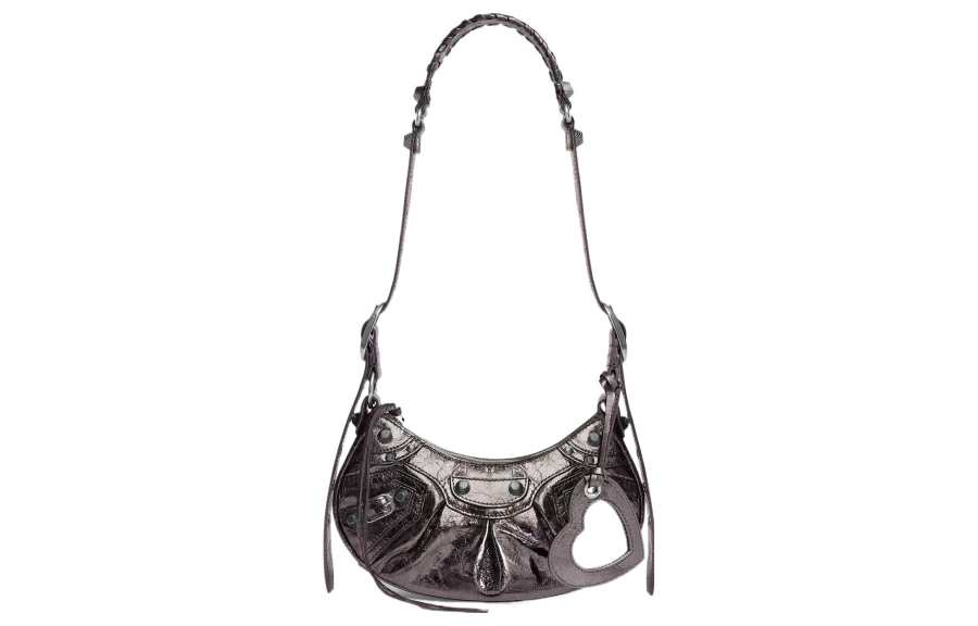 Balenciaga Le Cagole Sheepskin Handbag, Shoulder Bag Mini Women's Dark Gray