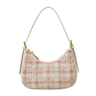 MACKJANICE Polyurethane, Artificial Leather Crescent Bag Handbag Small Unisex Pink