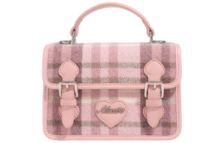 AILUXI Woolen Fabric Satchel Bag Shoulder Bag Medium Women's Plaid Pink