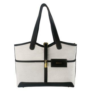 Mosiliri Canvas Commute Bag, Canvas Bag, Shoulder Bag Large Women's Black Gold