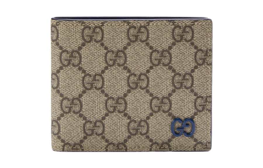 GUCCI GG Supreme Canvas With Leather Wallet Men's Beige/Ebony